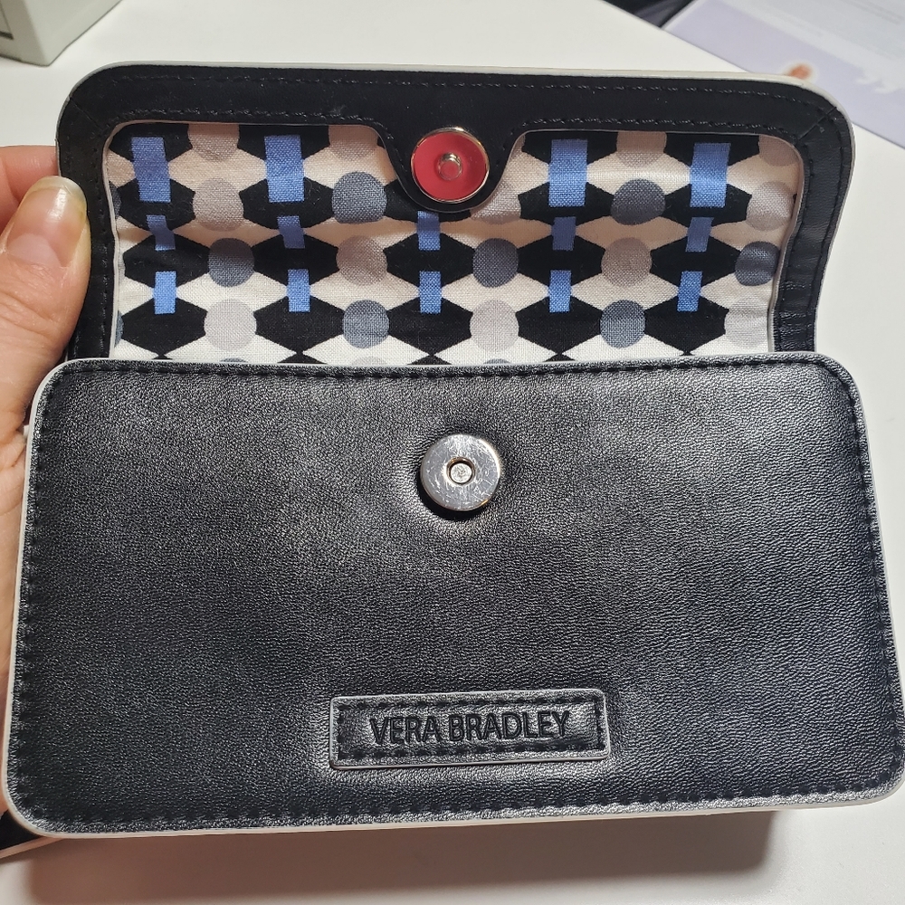 Vera Bradley Smartphone Wristlet Wallet Black Faux Leather